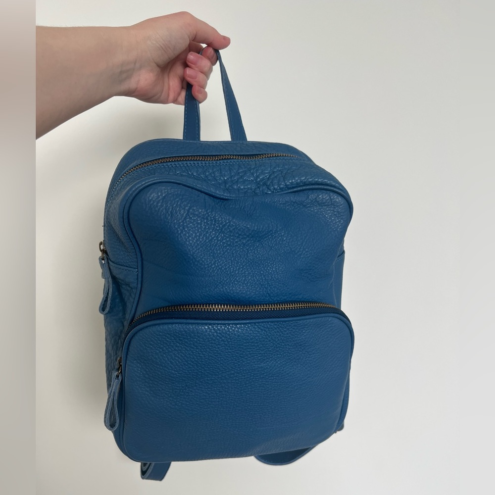 Real leather backpack Corsia, made in Italy, blue